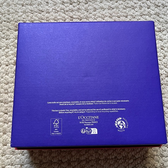 L’Occitane Medium Size Red and Blue Gift Box With Tissue Paper Limited Edition - Picture 3 of 5